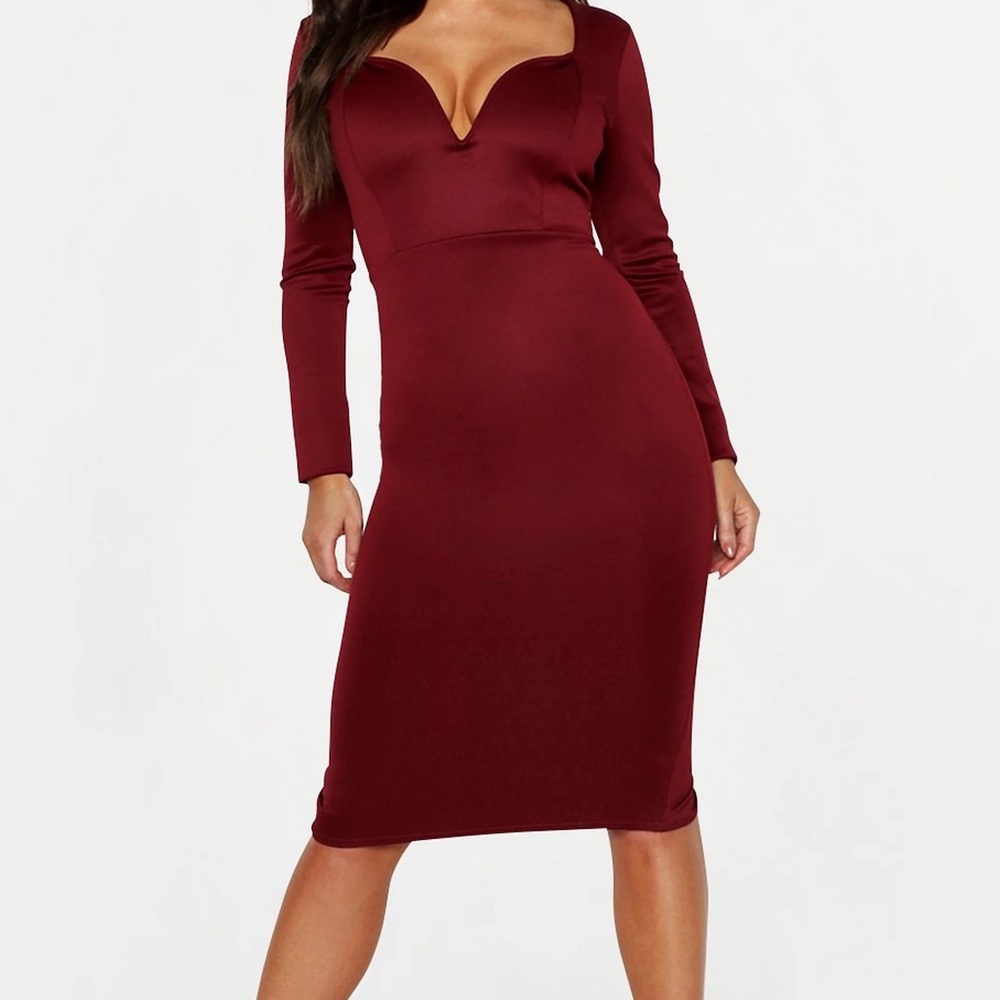 Boohoo Plunge Neck Midi Dress